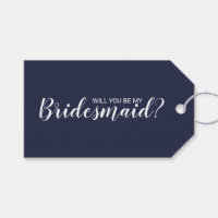 Will You Be My Bridesmaid? Modern Script Navy Blue