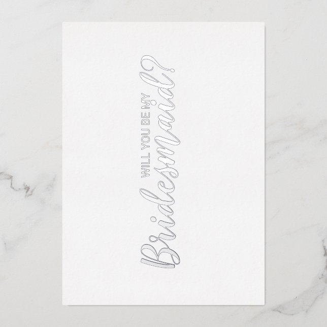 Will You Be My Bridesmaid? Modern Script Silver (Front)