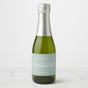 Will You Be My Bridesmaid? Modern Script Sparkling Wine Label