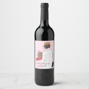 Will You Be My Bridesmaid Modern Wedding Name Wine Label