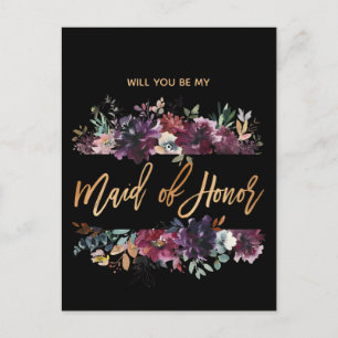 Will You Be My Bridesmaid MOH Burgundy Marsala Invitation Postcard