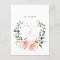 Will You Be My Bridesmaid MOH Pink Script Floral