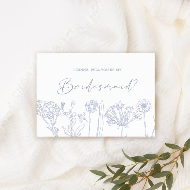 Will You Be My Bridesmaid Periwinkle Flowers Boho (Creator Uploaded)