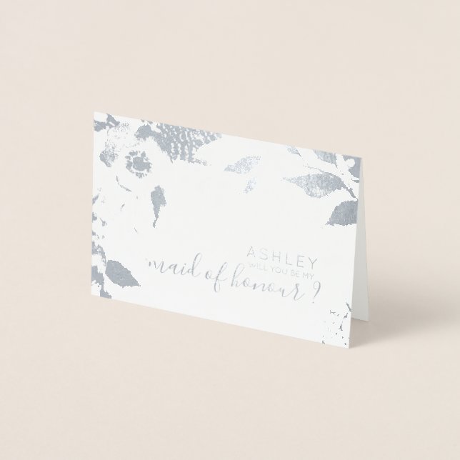 Will you be my bridesmaid Personalised Silver Foil Card (Front)