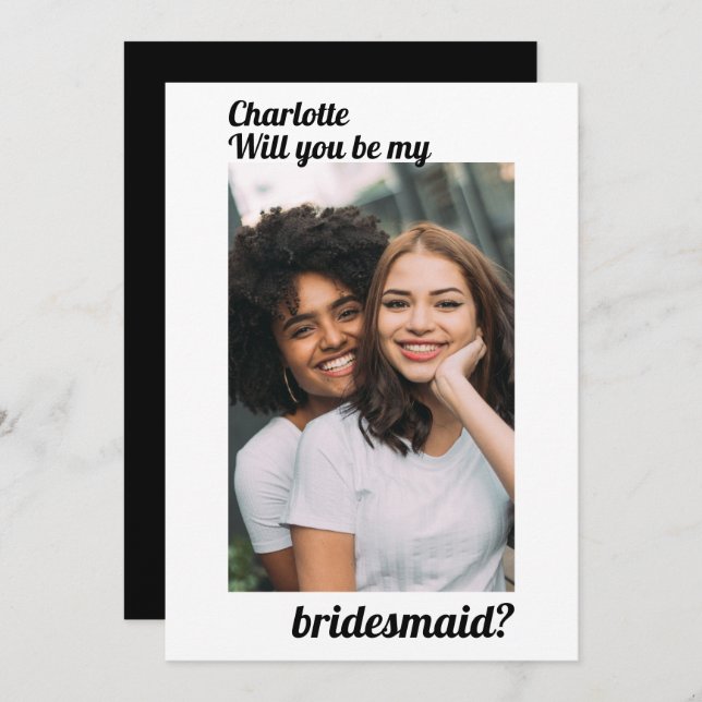 Will You Be My Bridesmaid Photo Personalised Invitation (Front/Back)