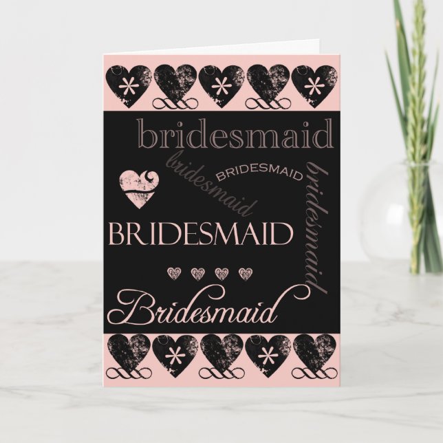 Will You Be My Bridesmaid Pink and Black Invitation (Front)