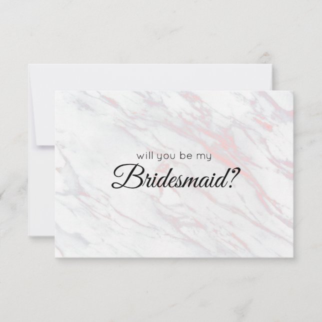 Will You Be My Bridesmaid Pink and Grey Marble (Front)