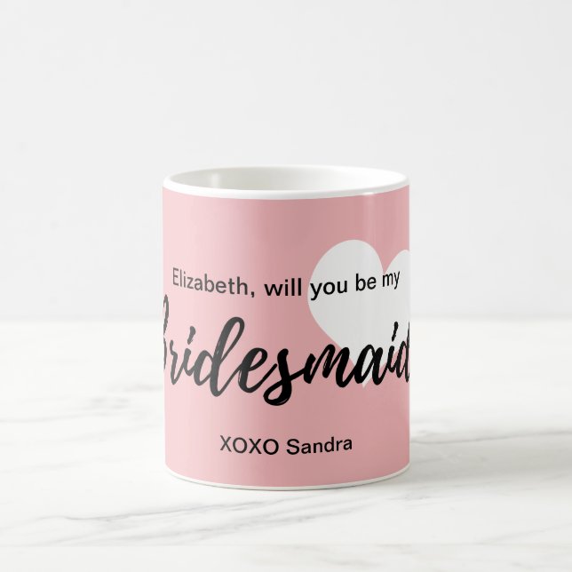 Will you be my bridesmaid Pink Blush Heart Coffee Mug (Center)