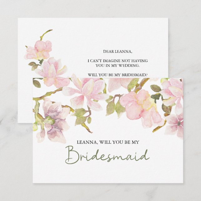 Will You Be My Bridesmaid Pink Blush Magnolia (Front/Back)
