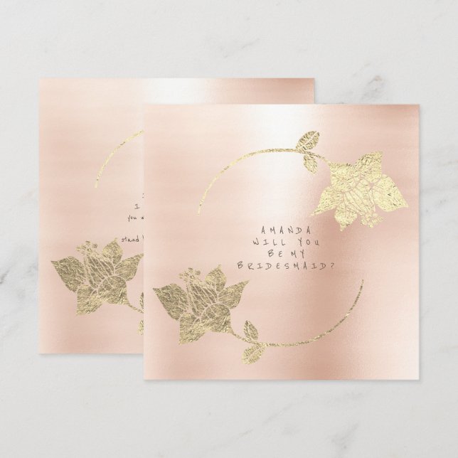 Will You Be My Bridesmaid Pink Blush Rose Gold Invitation (Front/Back)