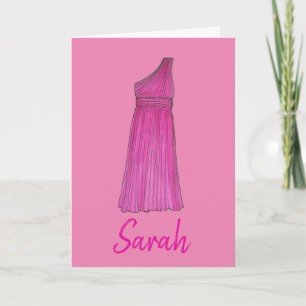Will You Be My Bridesmaid Pink Dress Wedding Card