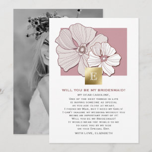 Will you be my Bridesmaid? Pink Floral Photo Cards