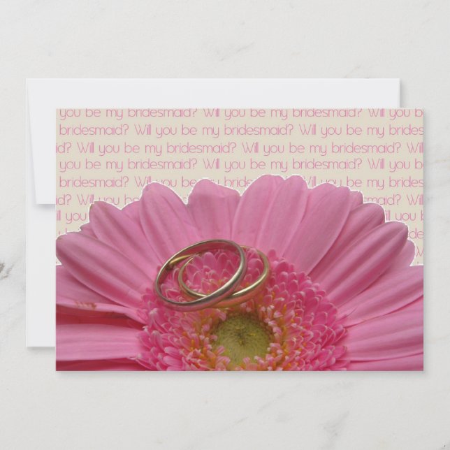 will you be my bridesmaid pink gerbera on letter invitation (Front)