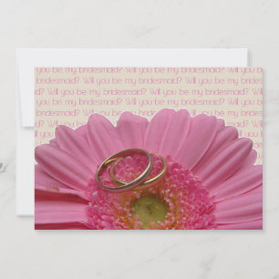 will you be my bridesmaid pink gerbera on letter invitation