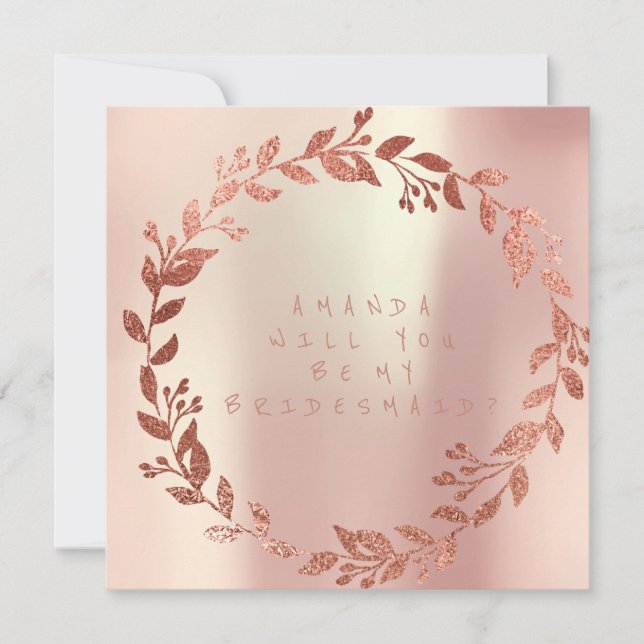 Will You Be My Bridesmaid Pink Gold Champaign Invitation (Front)