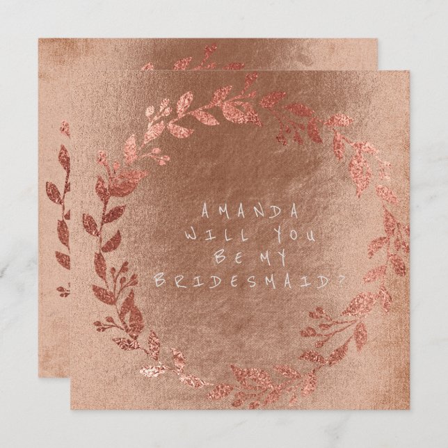 Will You Be My Bridesmaid Pink Gold Champaign Invitation (Front/Back)