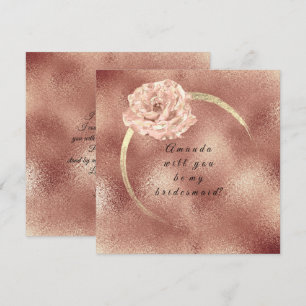 Will You Be My Bridesmaid Pink Gold Rose Glass Lux Invitation