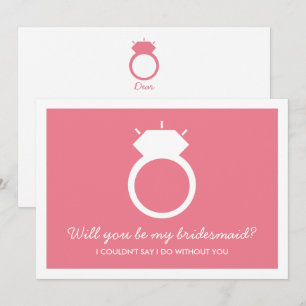 Will You Be My Bridesmaid? Pink Ring Card