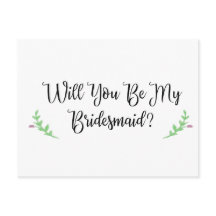 Will You be My Bridesmaid Plain Postcard