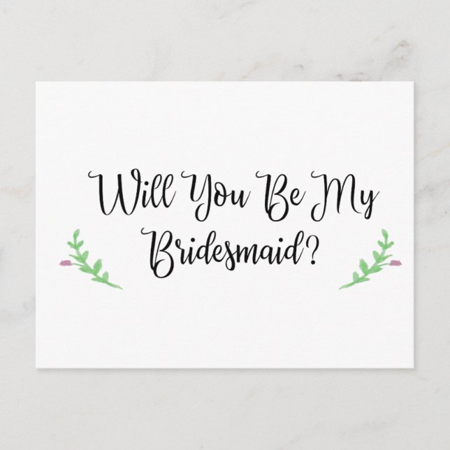 Will You be My Bridesmaid Plain Postcard (Front)