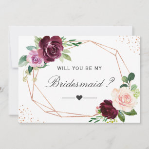 Will You Be My Bridesmaid Plum Purple Floral Invitation