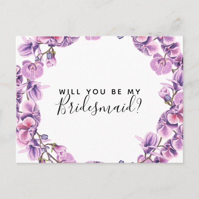 Will you be my bridesmaid postcard ultraviolet (Front)
