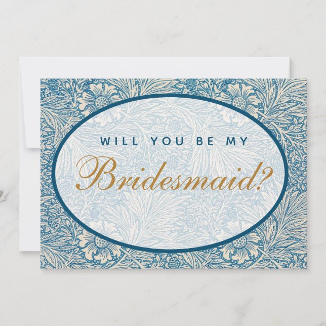 Will You Be My Bridesmaid Proposal Blue Floral Card (Front)