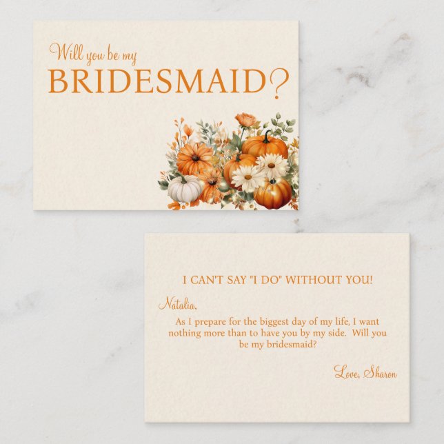 Will You Be My Bridesmaid proposal card (Front/Back)