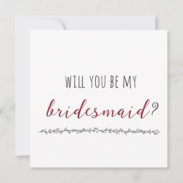 Will You Be My Bridesmaid Proposal Card (Front)