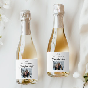 Will You Be My Bridesmaid Proposal Custom Picture Sparkling Wine Label