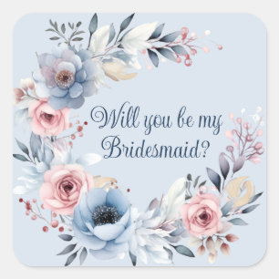 Will you be my bridesmaid proposal square sticker