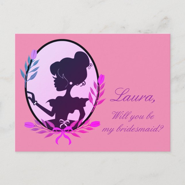 Will you be my bridesmaid? Purple Invitation Postcard (Front)