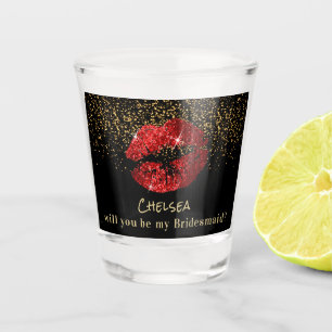 Will you be my Bridesmaid? - Red Lips Shot Glass