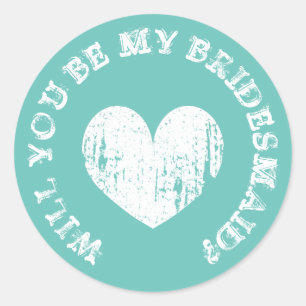 Will you be my bridesmaid request vintage stickers