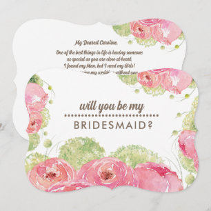 Will you be my Bridesmaid? Romantic Roses Invitation