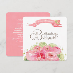 Will you be my Bridesmaid? Romantic Roses Invitation
