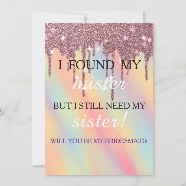 Will you be my bridesmaid? Rose Gold Dripping Invi Invitation (Front)