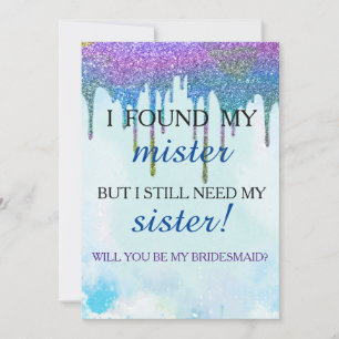 Will you be my bridesmaid? Rose Gold Dripping Invi Invitation