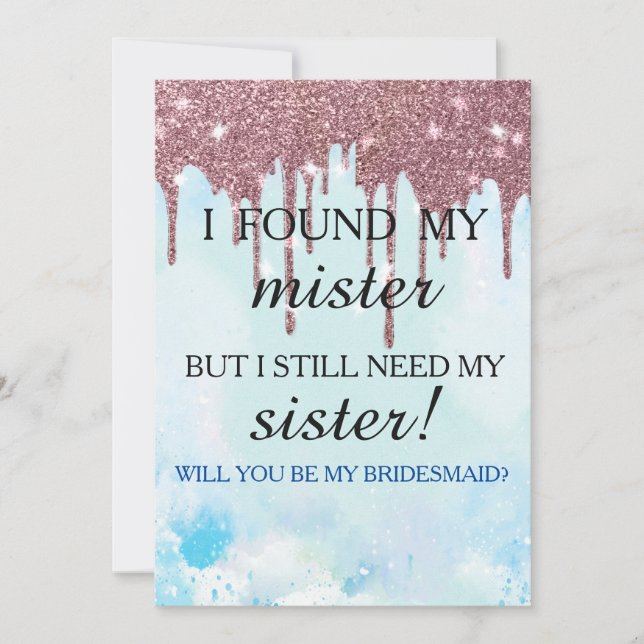 Will you be my bridesmaid? Rose Gold Dripping Invi Invitation (Front)