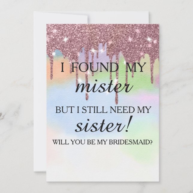 Will you be my bridesmaid? Rose Gold Dripping Invi Invitation (Front)