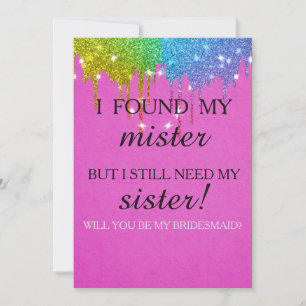 Will you be my bridesmaid? Rose Gold Dripping Invi Invitation