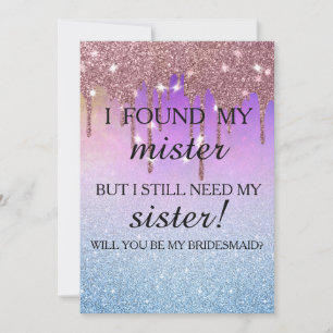 Will you be my bridesmaid? Rose Gold Dripping Invi Invitation