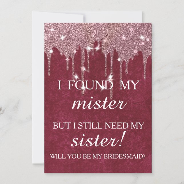 Will you be my bridesmaid? Rose Gold Dripping Invi Invitation (Front)