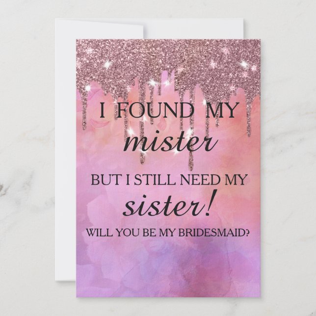 Will you be my bridesmaid? Rose Gold Dripping Invi Invitation (Front)