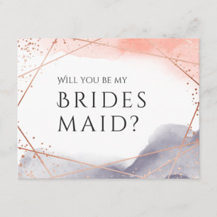 Will you be my bridesmaid rose gold geometric invitation