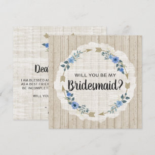 Will You Be My Bridesmaid Rustic Boho Arrows Invitation
