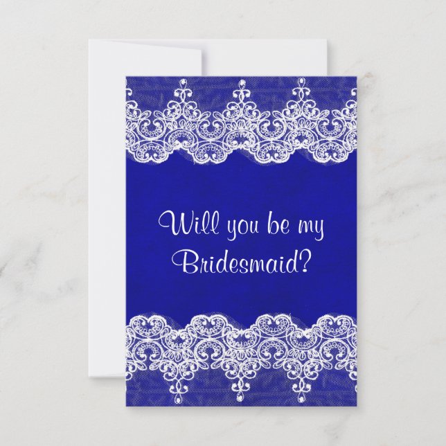 Will You Be My Bridesmaid? Rustic Burlap & Lace Invitation (Front)