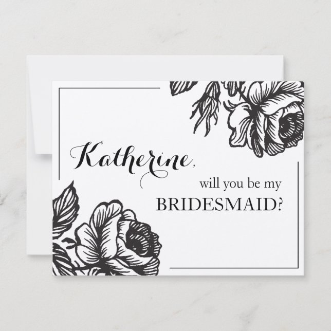 Will You Be My Bridesmaid Rustic Chic Floral Invitation (Front)