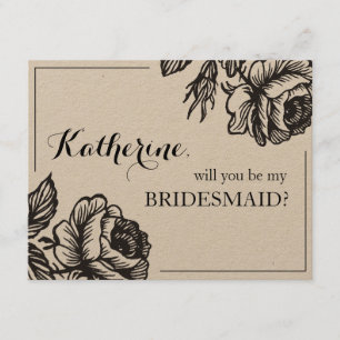 Will You Be My Bridesmaid Rustic Chic Floral Invitation