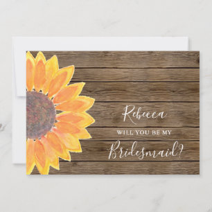 Will You Be My Bridesmaid Rustic Sunflower Invitation